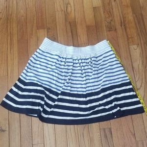 Loft pocket skirt navy blue ivory stripes M